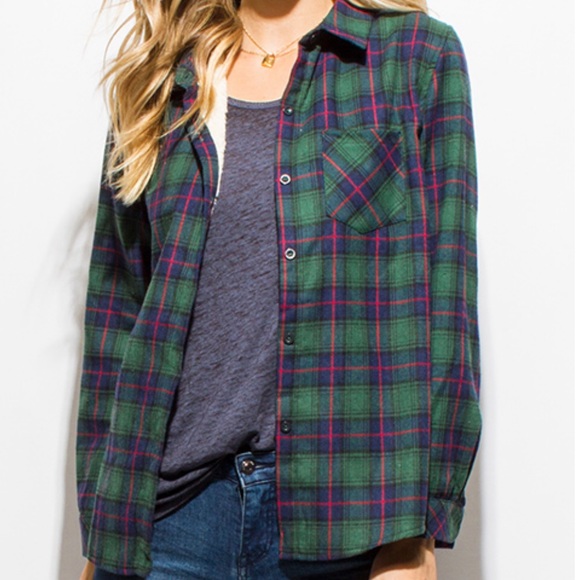 ARRIVED!long sleeve button up flannel top~ - Picture 3 of 7